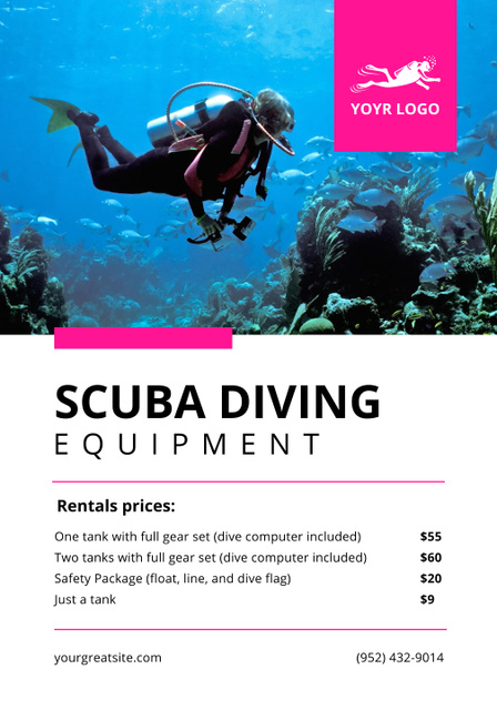 Scuba Diving Equipment Ad Poster 28x40in Design Template