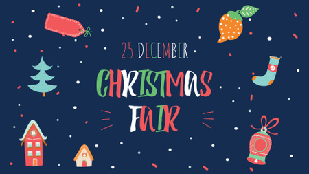 Christmas Fair Announcement with Festive Decorations FB event cover Design Template