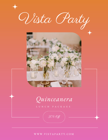 Quinceañera Party Lunch Package With Discounts Offer Flyer 8.5x11in Design Template
