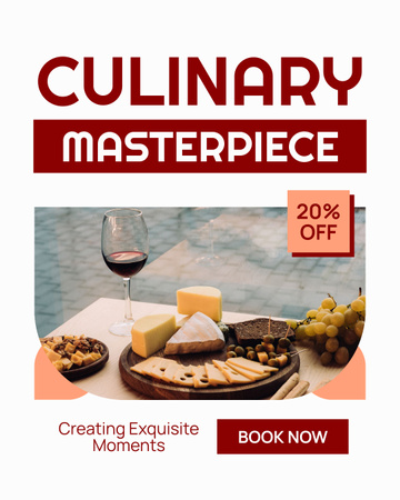 Plantilla de diseño de Servicios de catering para obras maestras culinarias con gran descuento Instagram Post Vertical 