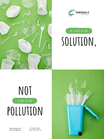 Plastic Waste Concept Disposable Tableware Poster 36x48in Design Template