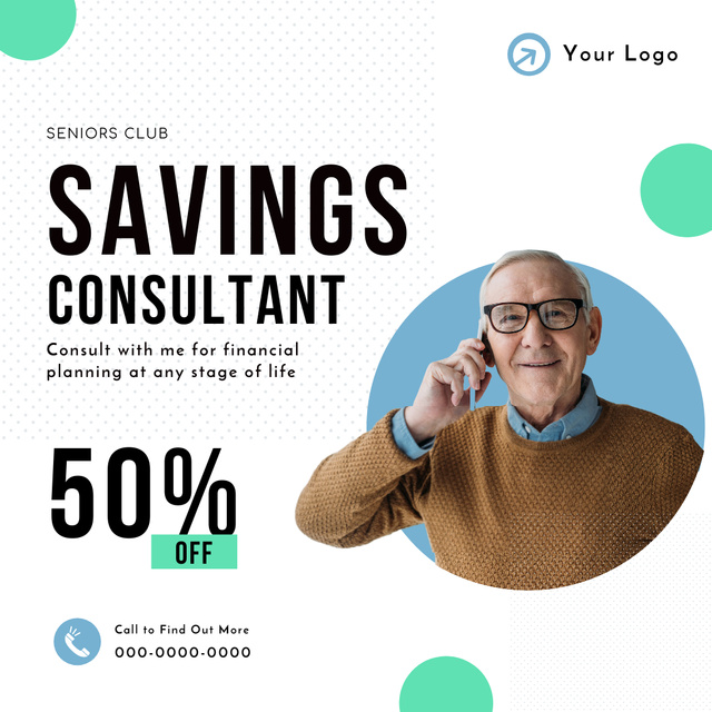 Designvorlage Savings Consultant Service With Discount für Instagram