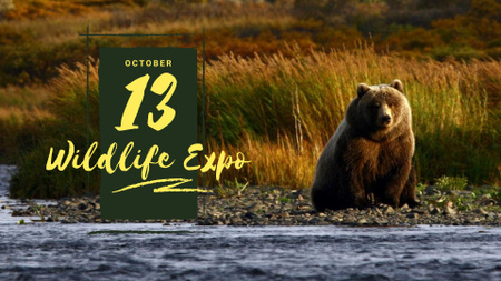 Plantilla de diseño de Grizzly Bear in Natural Habitat FB event cover 