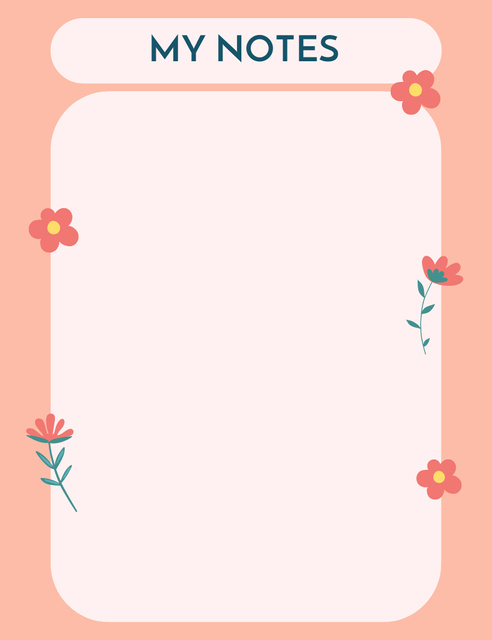 Template di design Personalized Daily Scheduler And Notes with Flowers Illustration Notepad 107x139mm