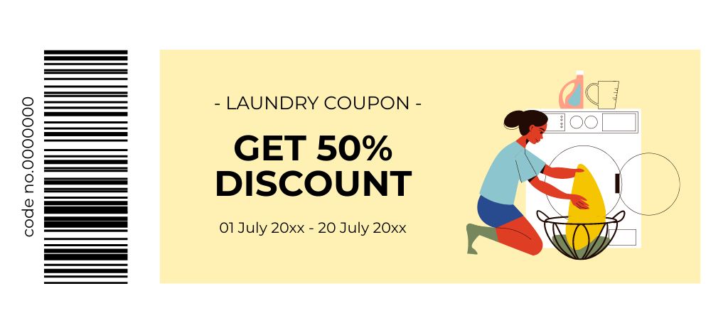 Discounts Offer on Laundry Service Coupon 3.75x8.25inデザインテンプレート