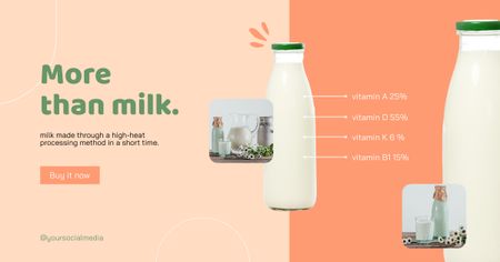 Ontwerpsjabloon van Facebook AD van Advertisement for New Brand of Dairy Products
