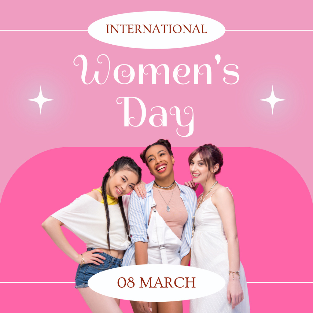 Modèle de visuel Happy Attractive Women on International Women's Day - Instagram