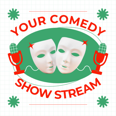 Platilla de diseño Show Stream of Comedy Show Podcast Cover