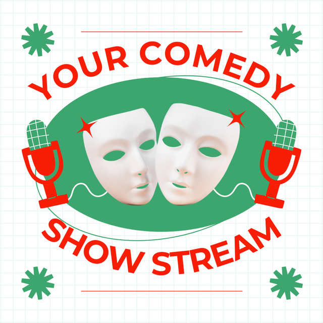 Show Stream of Comedy Show Podcast Cover Modelo de Design