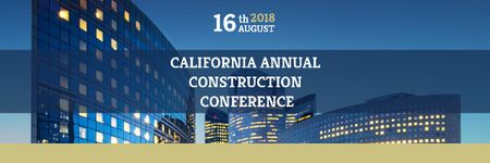 Construction Conference Announcement with Modern Glass Buildings Email header Design Template