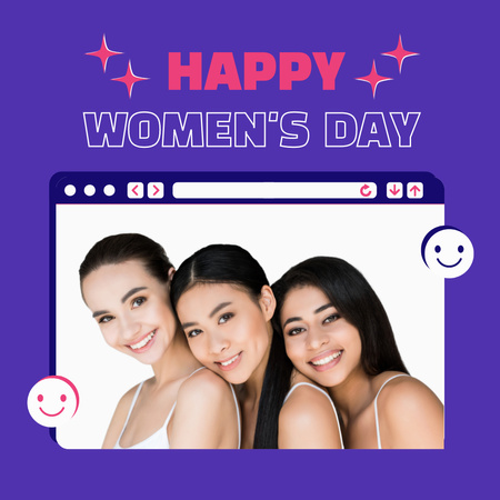 Smiling Beautiful Women on International Women's Day Instagram Design Template