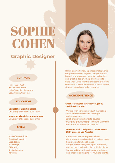 Szablon projektu Graphic Designer Work Experience Resume