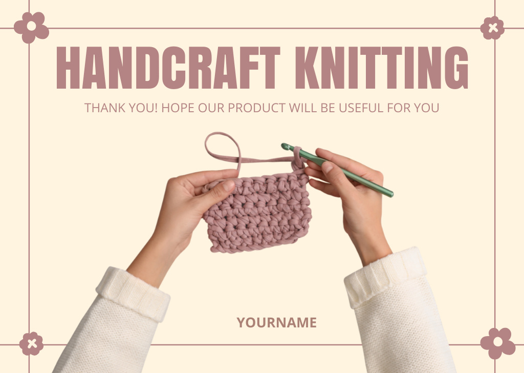 Platilla de diseño Handcraft Knitting With Hook In Yellow Card