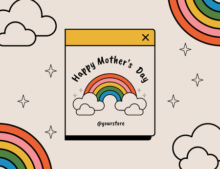 Mother's Day Greeting with Cute Rainbows Thank You Card 5.5x4in Horizontal Design Template