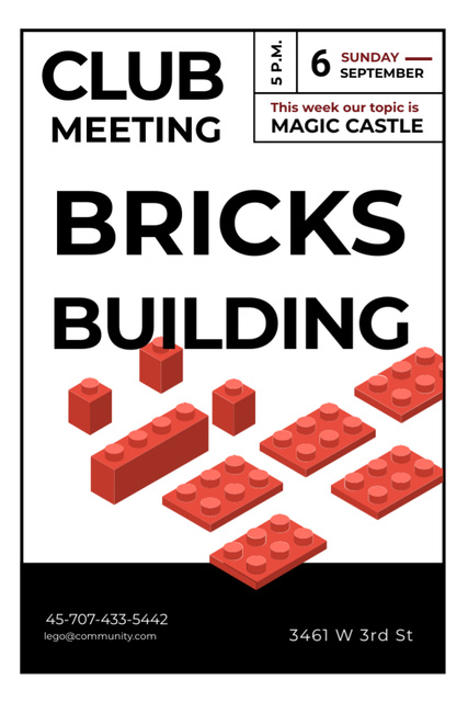 Toy Bricks Building Club Ad Flyer 4x6in Design Template