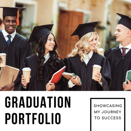 Young Students in Graduation Uniform Photo Book Design Template