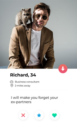 Designvorlage lustiges profil in dating-app für Instagram Story