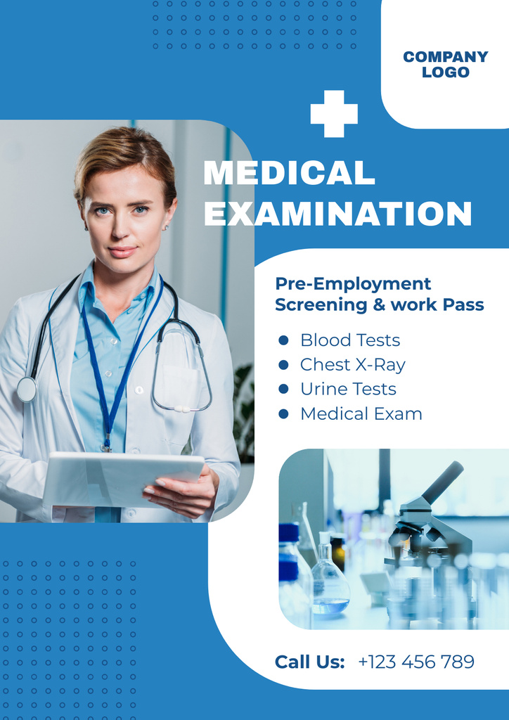 Plantilla de diseño de List of Medical Examination Services Poster 