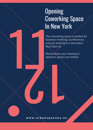 Coworking Opening Announcement in Blue and Red Flayer Design Template