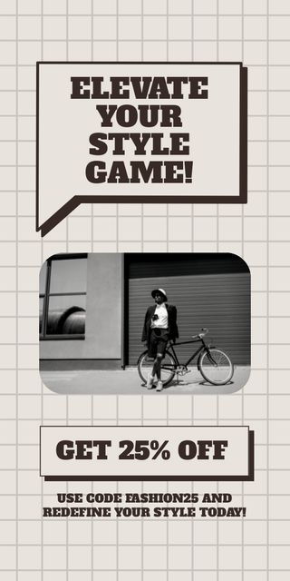 Fashion Ad with Stylish Man with Bike Graphic Design Template