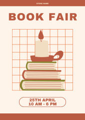 Book Fair Ad with Simple Illustration of Literature