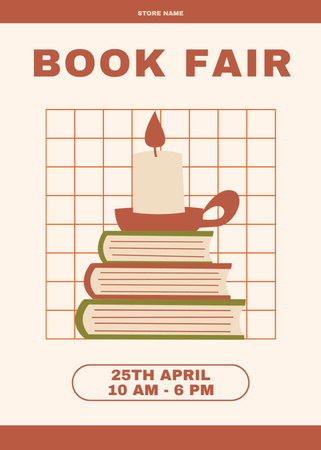 Book Fair Ad with Simple Illustration of Literature Flayer tervezősablon