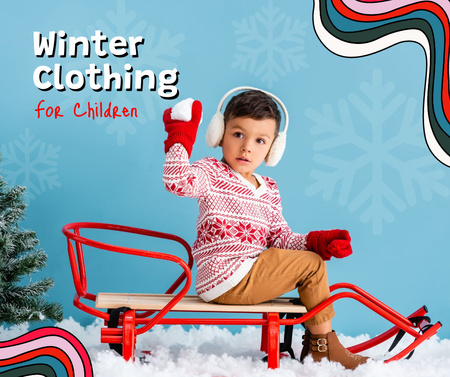 Winter Clothing for Children Offer Facebook Tasarım Şablonu