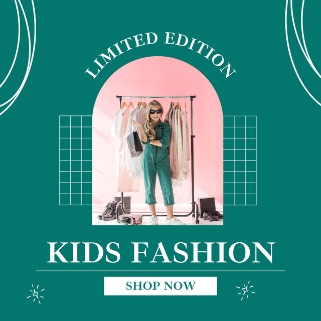 Kids Clothes Ads with Little Girl Instagram Πρότυπο σχεδίασης