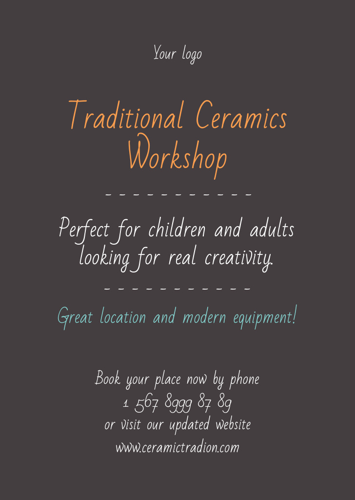 Ontwerpsjabloon van Flyer A6 van Traditional Ceramics Workshop Ad