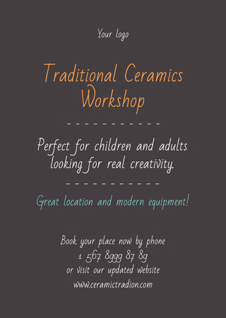 Traditional Ceramics Workshop promotion Flyer A6 Design Template