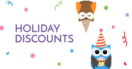 Holiday Discounts with Cute Owls Facebook ADデザインテンプレート