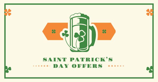 St. Patrick's Day Offer with Beer illustration Facebook AD tervezősablon