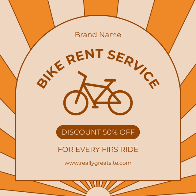 Designvorlage Bikes Rent Service Offer on Orange für Instagram AD