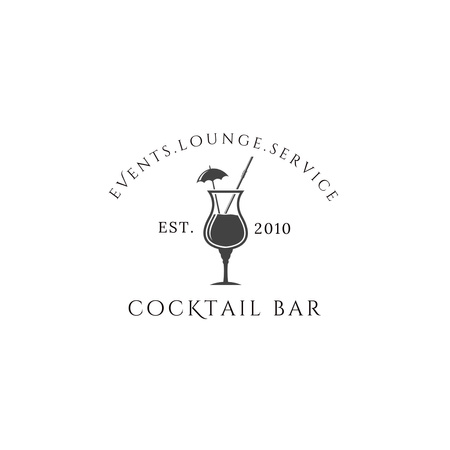Emblem of Cocktail Bar with Glass of Drink Logo 1080x1080px Modelo de Design