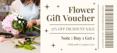 Flowers Gift Voucher and Florist Services Coupon 3.75x8.25in Design Template