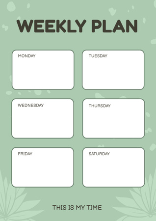 Platilla de diseño Minimal Weekly Plan in Green Schedule Planner
