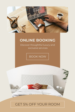Man Booking Hotel Room on Laptop  Tumblr Design Template