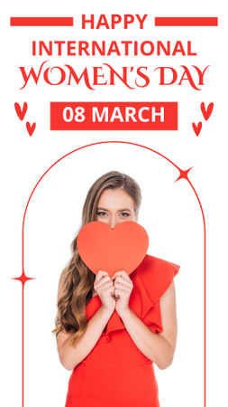 Designvorlage Woman holding Heart on International Women's Day für Instagram Story