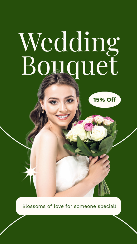 Ontwerpsjabloon van Instagram Story van Nice Discount on Fragrant Wedding Bouquets