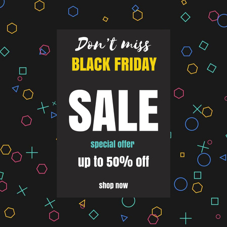 Black Friday with Bright spinning flickering elements Animated Post Modelo de Design
