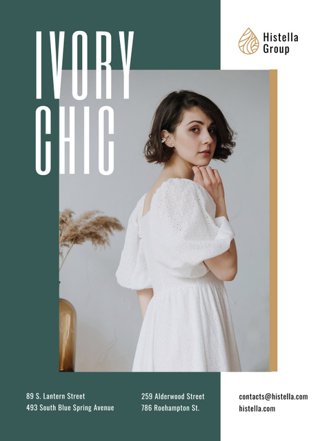 Plantilla de diseño de Young Woman in Tender white Dress Poster US 