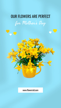 Привітання з Днем матері з жовтими квітами Instagram Story – шаблон для дизайну
