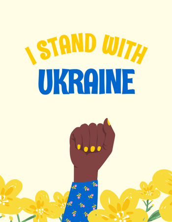 Black Woman standing with Ukraine T-Shirtデザインテンプレート