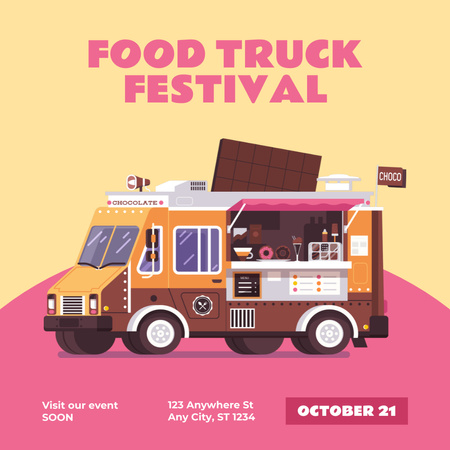 Designvorlage Festival-Ankündigung mit Streetfood-Truck für Instagram