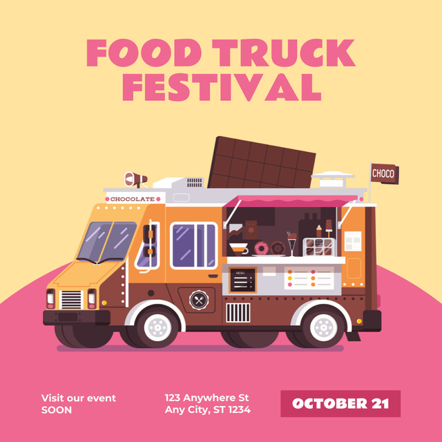 Festival Announcement with street food truck Instagram Tasarım Şablonu