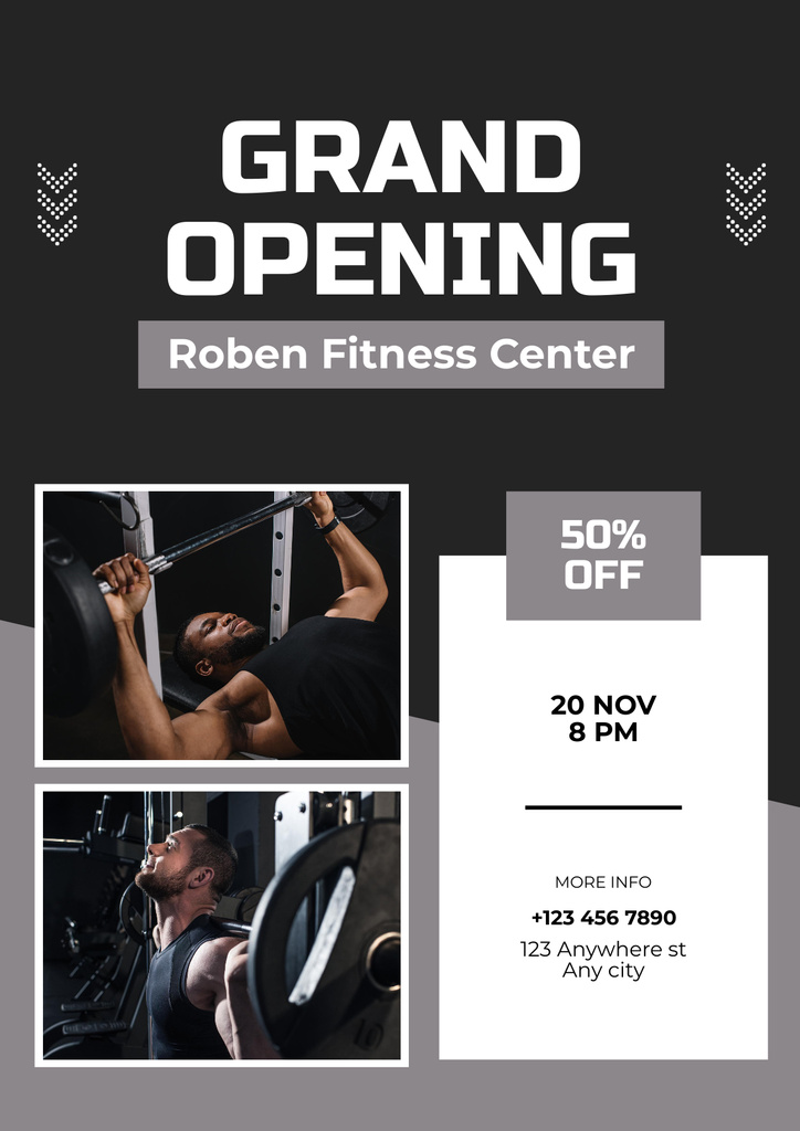 Fitness Center Opening Announcement Poster – шаблон для дизайна
