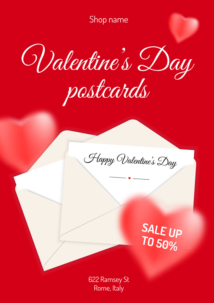 Offer of Valentine's Day Postcards Poster Šablona návrhu
