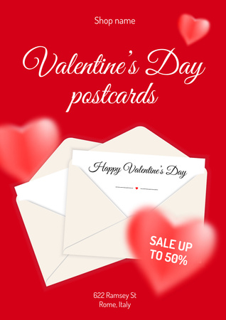Designvorlage Angebot von Postkarten zum Valentinstag für Poster