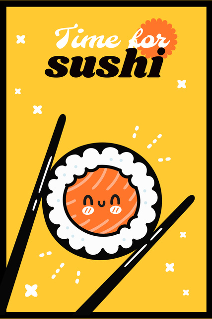 Plantilla de diseño de Cute Sushi Roll Character Pinterest 