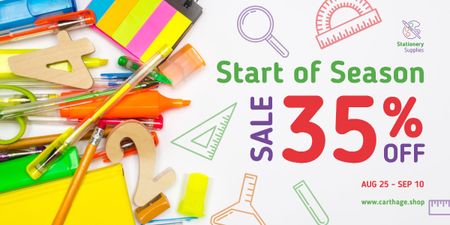 Back to School Sale Stationery on White Image Design Template